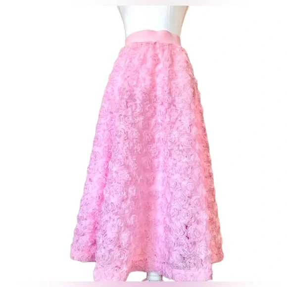 🌸Cato Pink Textured A-Line Skirt with 3D Roses-NWT🌸 - Picture 2 of 5